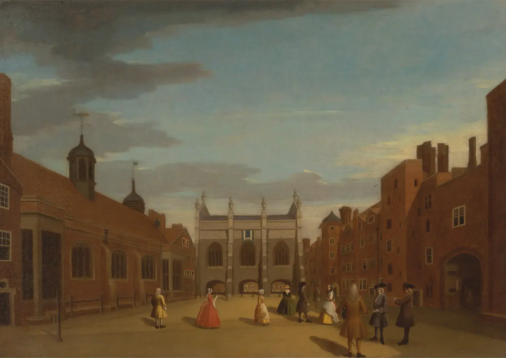 Eighteenth century painting of Lincoln's Inn, with the chapel and Old Hall